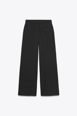 ZARA ШИРОКИЕ БРЮКИ С ЗАЩИПАМИ, ЧЕРНЫЙ