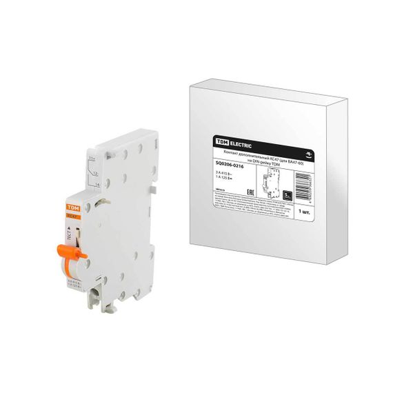Контакт дополнительный КС47 (для ВА47-60) на DIN-рейку TDM SQ0206-0216