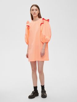 Платье с воланами в клетку кораллового цвета цвета