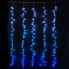 Занавес с эффектом бегущий огонь 2*1.6 м., 24V, 150 LED ламп бело - синего цвета, прозрачный провод, Beauty Led (ESI150-SH10-1WB)