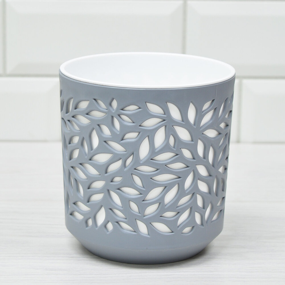 Кашпо Leaves 1,25л, серый/белый