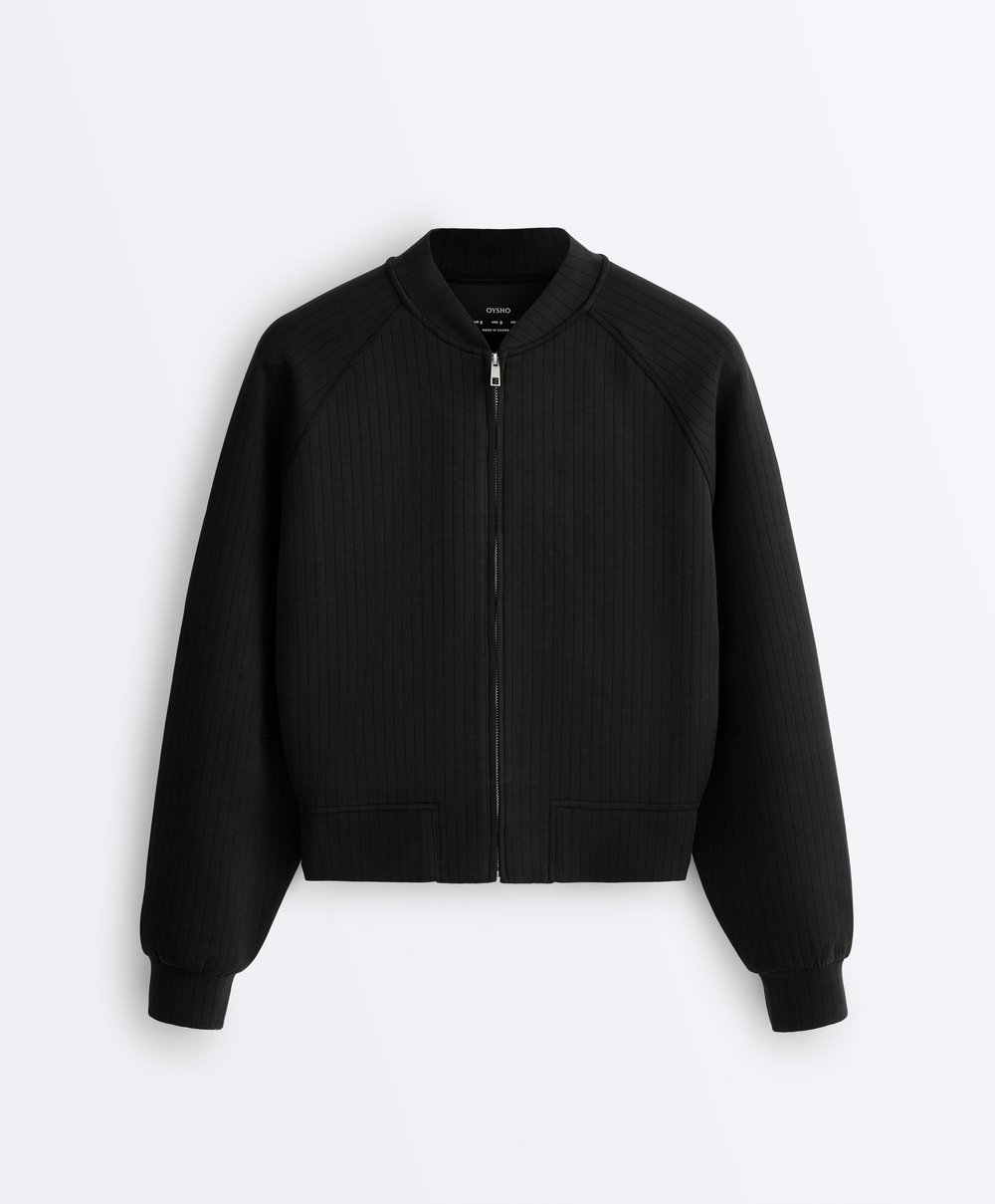 Oysho Куртка-бомбер в полоску, черный