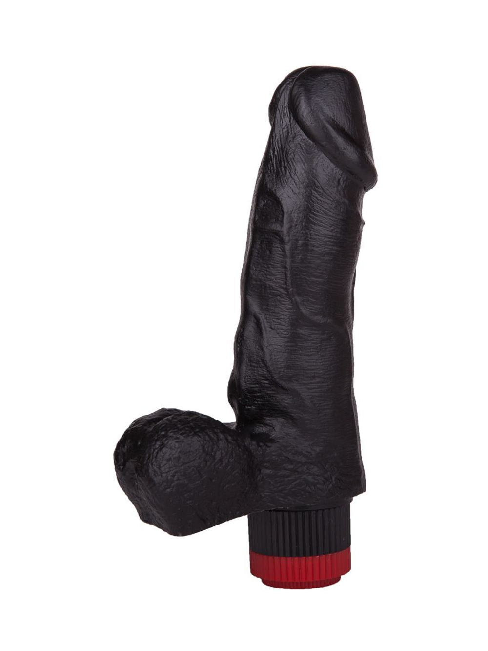 Чёрный виброфаллос с мошонкой - 15,5 см. (Цвет: черный)