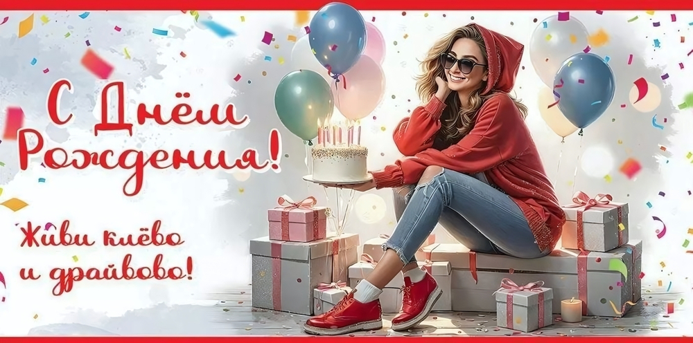 Конверт для денег "С Днём рождения! Живи клёво и драйвово!"(Праздник)