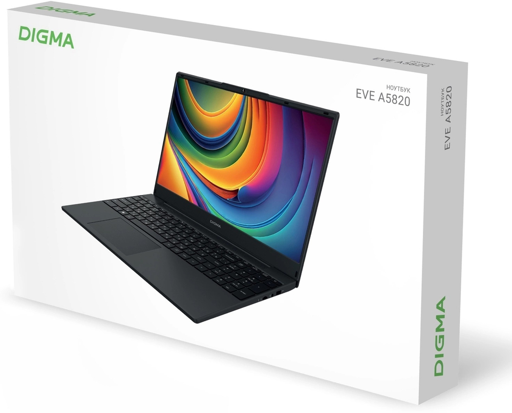 Ноутбук  Digma EVE A5820 15.6 ", Ryzen 3, 16 Гб RAM, 512 Гб SSD, Radeon Graphics, Черный