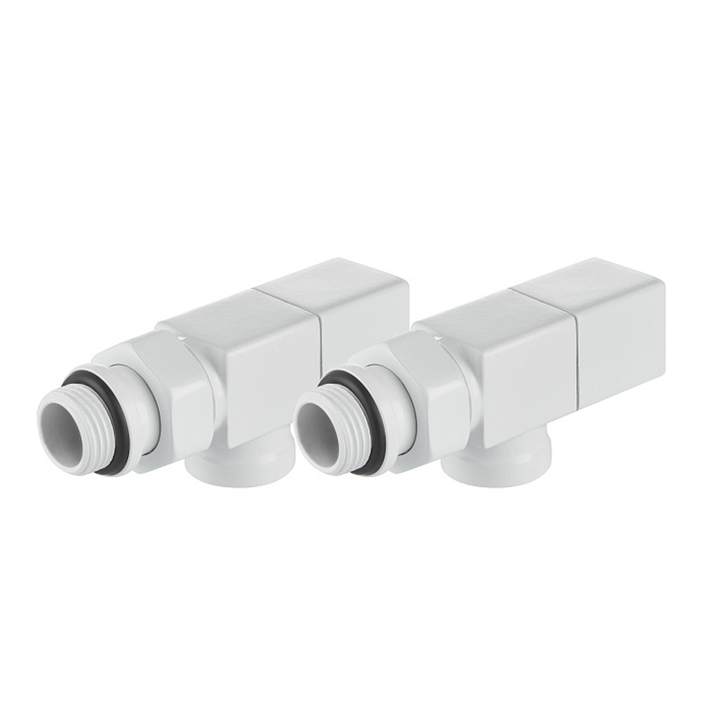 Набор дизайн-вентилей Royal Thermo CUBE осевой (белый) 1/2"