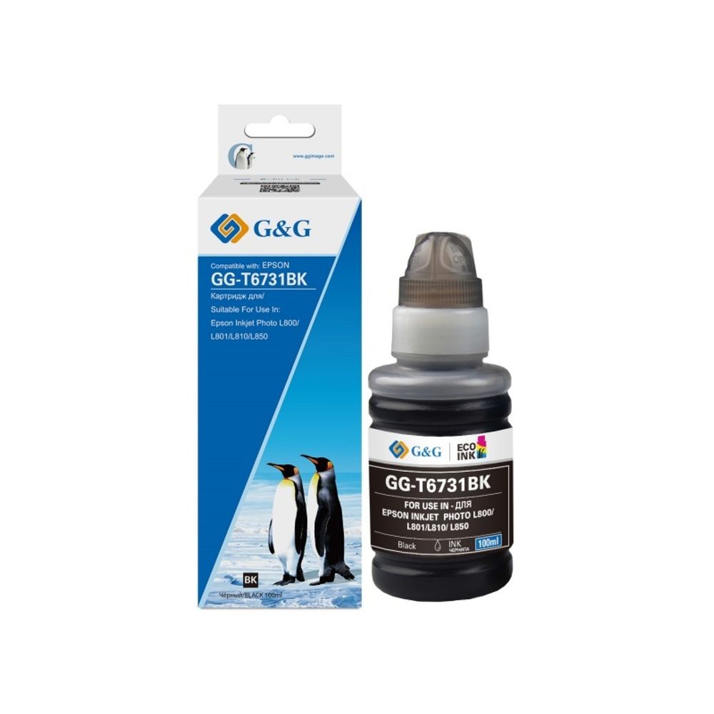 Чернила G&amp;G, аналог Epson 673 (C13T67314A) для L1800/L800/L805/L810/L850 черные