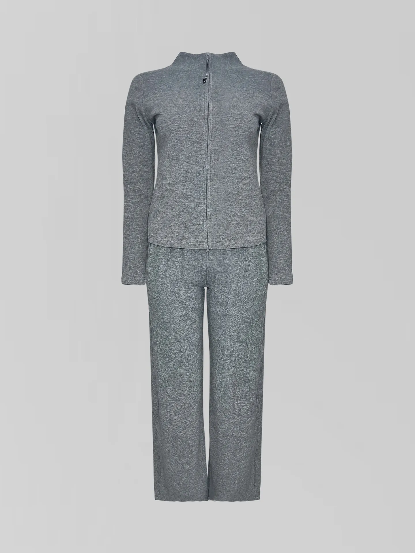 Костюм LJHY 25027 однотонный из лонгслива на молнии и широких штанов