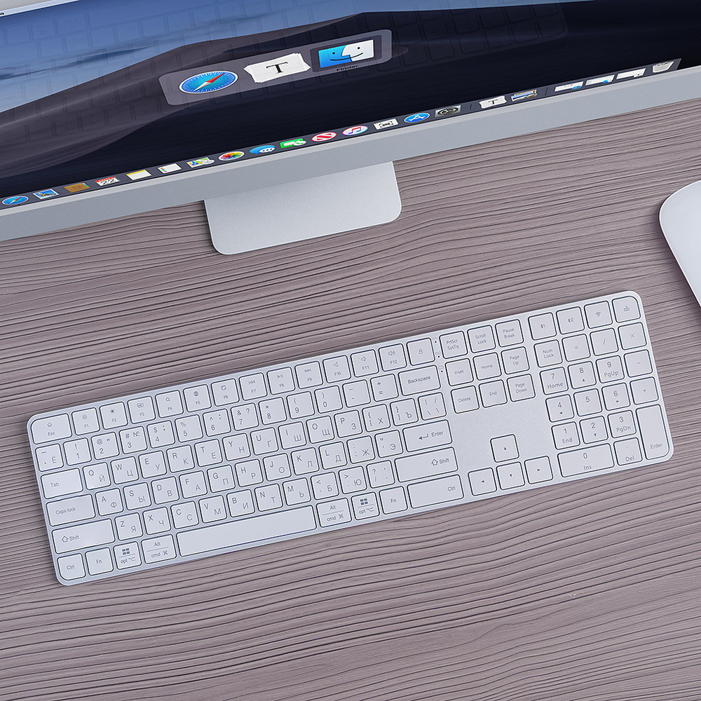 Беспроводная клавиатура c цифровым блоком Max Keyboard для MAC, Windows, алюминий, белый