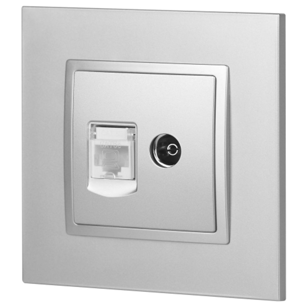 Розетка ЭРА Elegance 14-3110-03 RJ45+TV IP20 алюминий | Эра Elegance