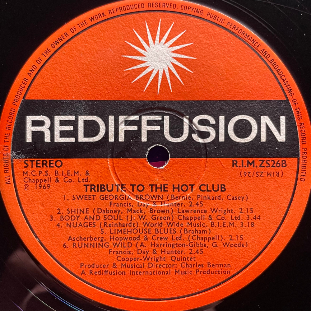 Cooper-Wright Quintet ‎– Tribute To The Hot Club (Англия 1969г.)