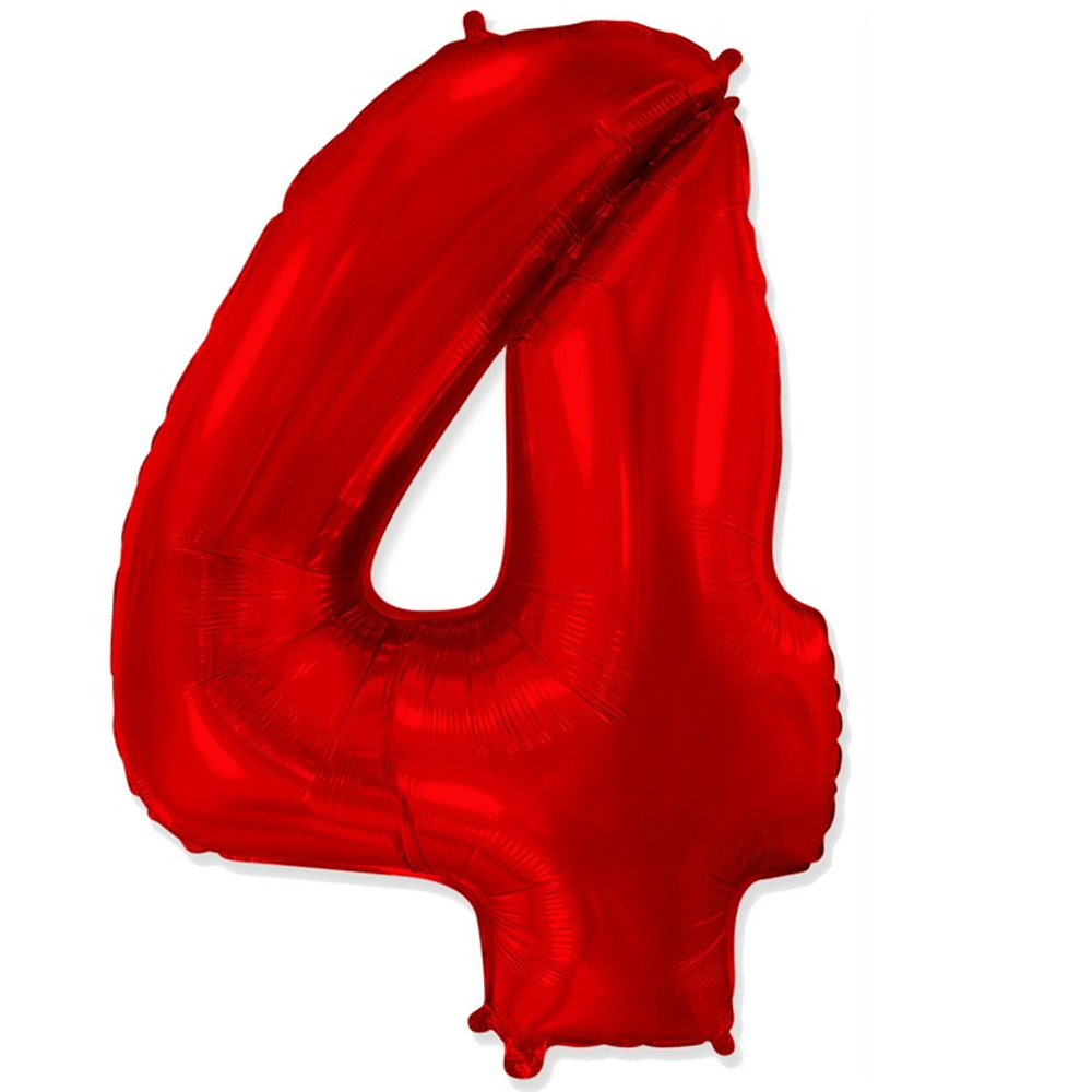 Шар фольгированный Цифра 4 101 см (Красный)