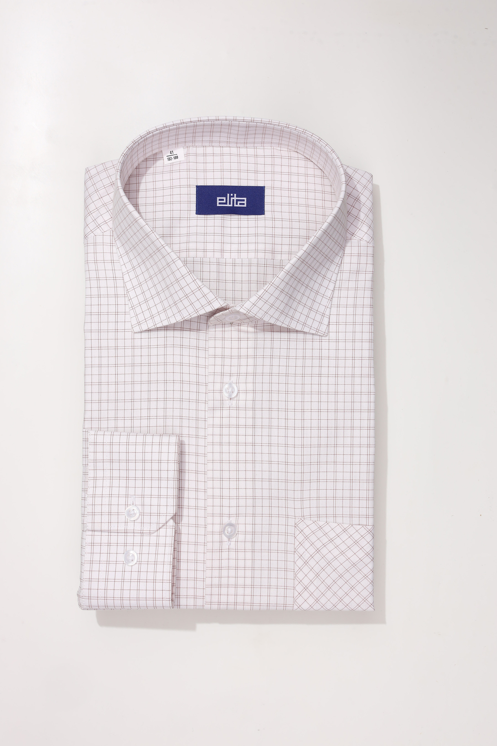 Сорочка мужская ELITA длинный рукав, цвет белый, клетка, хлопок, пэ 59011 02