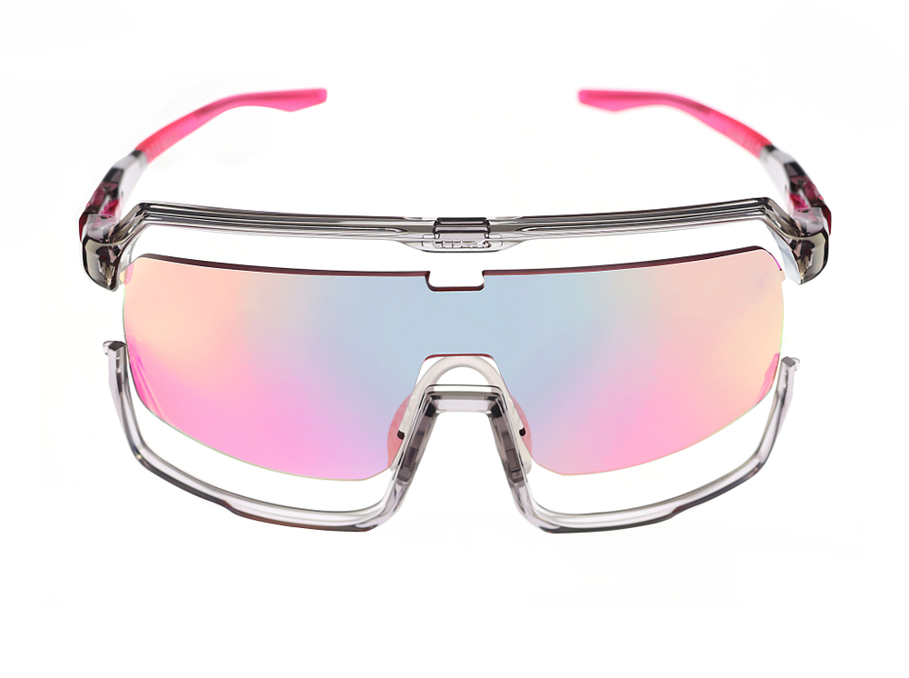 Спортивные очки HILX Inferno Shiny Crystal Light Grey / Pink Lens