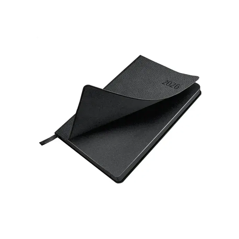 Ежедневник датированный 2026 А5 138x213 мм, BRAUBERG "Stylish", под кожу, гибкий, черный, 117097