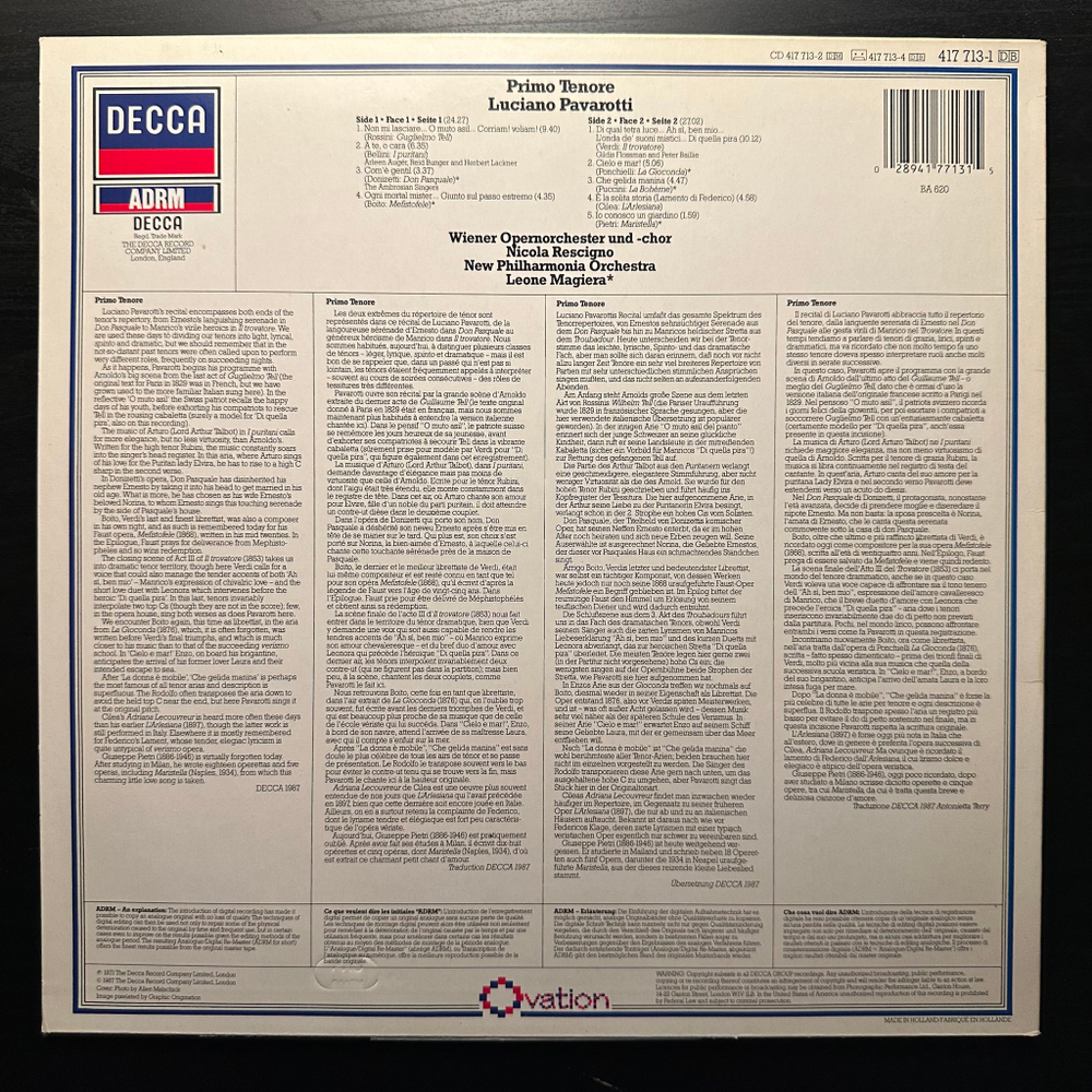 Pavarotti - Primo Tenore (Голландия 1987г.)