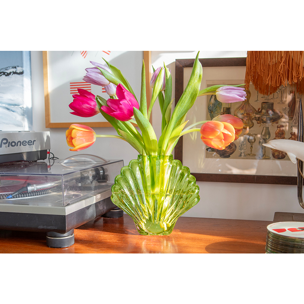 Ваза для цветов seashell, 18,5 см, зеленая