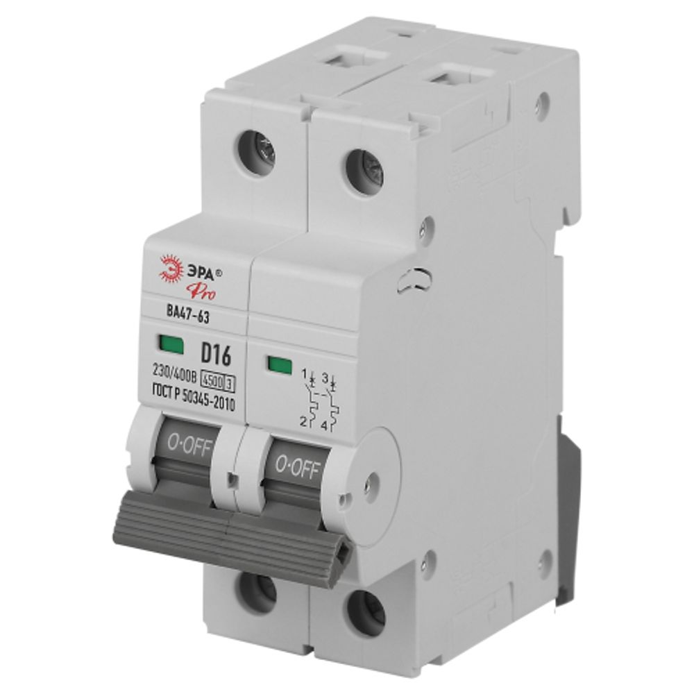 Автоматический выключатель ЭРА PRO VA63-2P40B4.5 ВА47-63 2P 40А кривая B 4,5кА | Модульные автоматические выключатели
