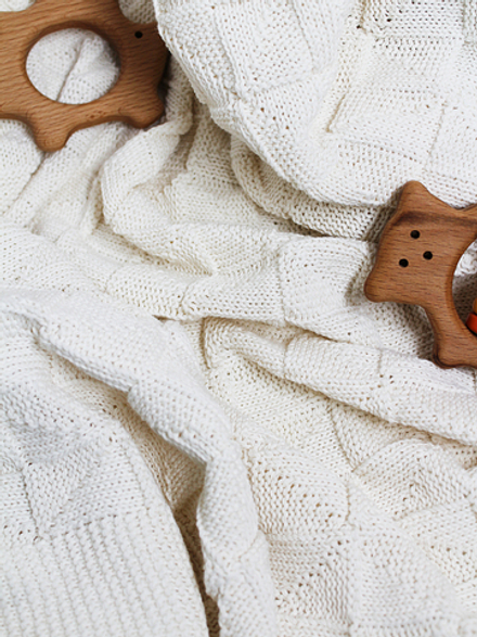 Плед вязаный Геометрия хлопок RinaAmari, 90*105