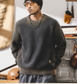Американский ретро свитер мужской варёный с круглым воротом