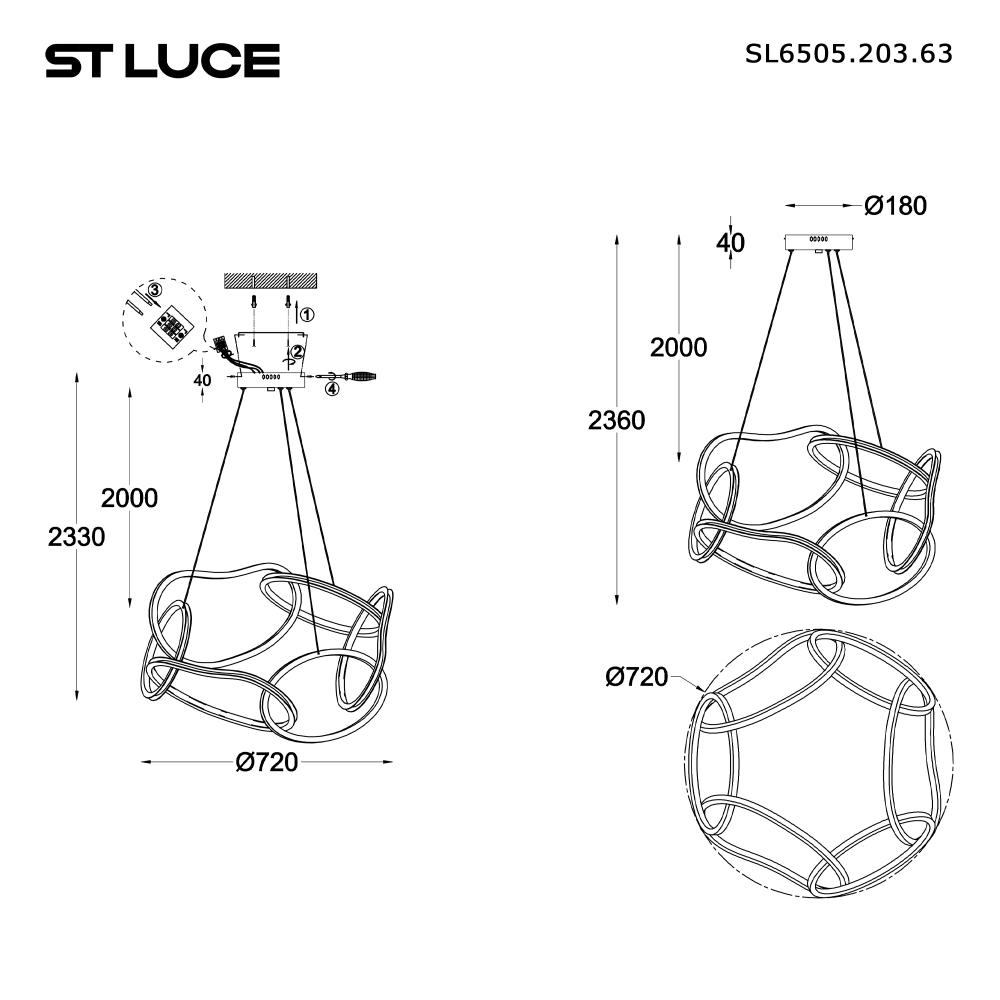 SL6505.203.63 Светильник подвесной ST-Luce Золотистый/Золотистый LED 1*63W 4000K