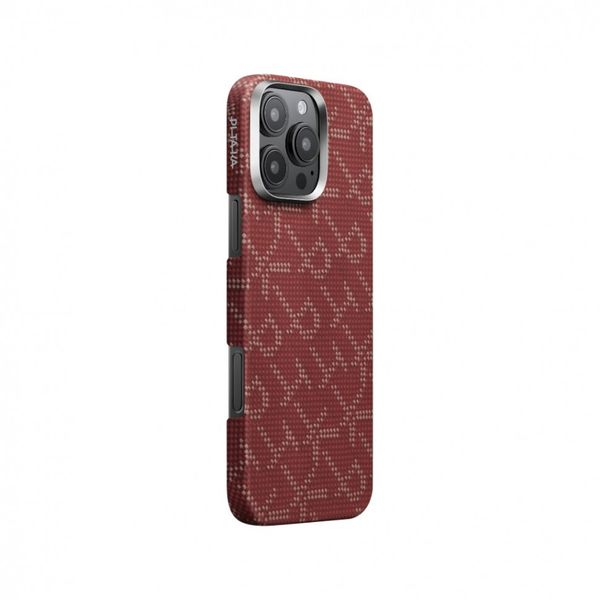 Чехол Pitaka Tactile Woven для iPhone 16 Pro Max, Красный монограм |Monogram Gold/Red