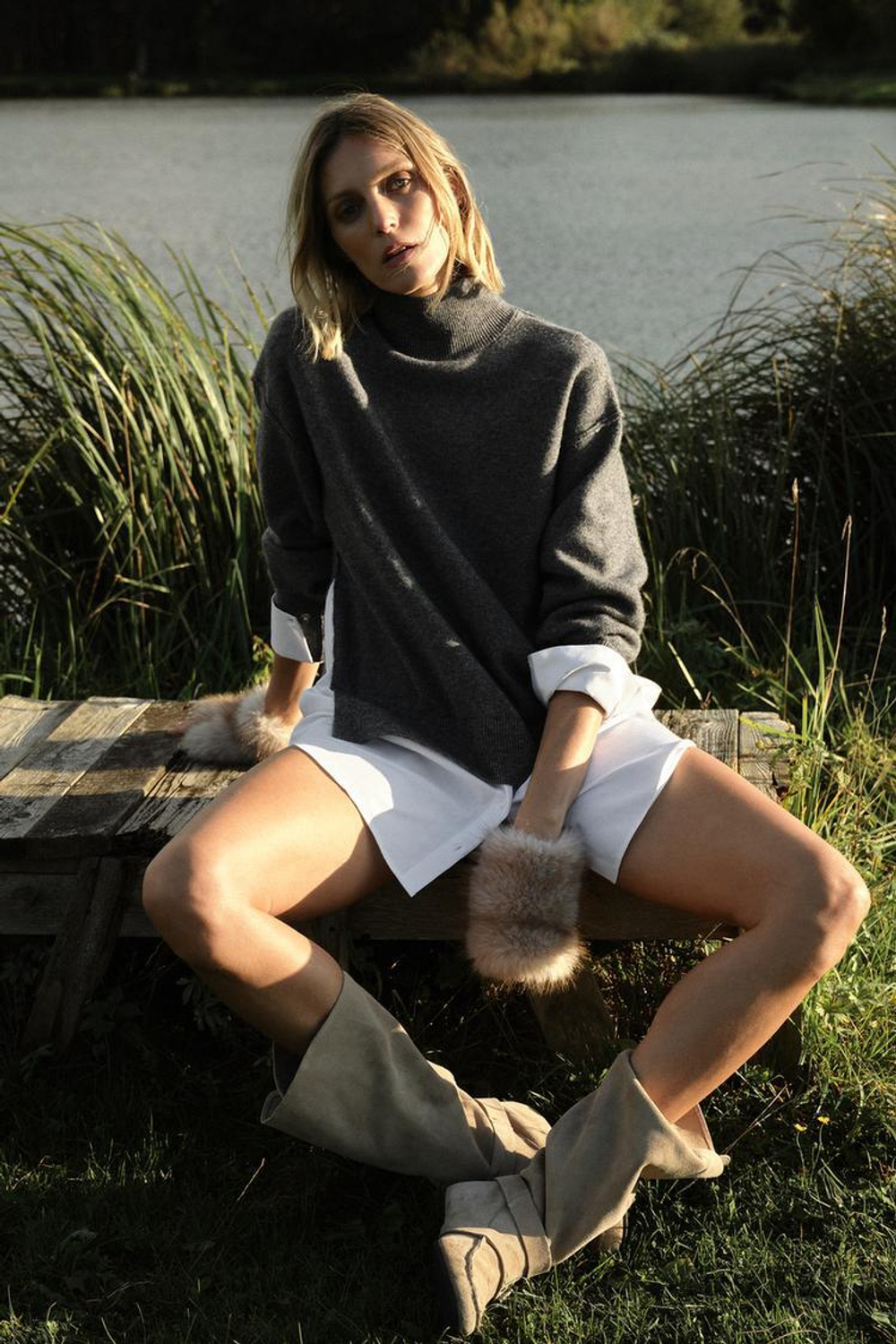 ZARA ДЖЕРСИ В РУБЧИК ИЗ ПОПЛИНА, БЕЛЫЙ/СЕРЫЙ