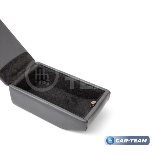 Подлокотник с боксом Лада X-Ray (без регулировки сиденья по высоте), Renault Logan 2, Sandero 2, Duster 2 (с регулировкой по высоте) из экокожи с узором - синий ромб, "Аламар"