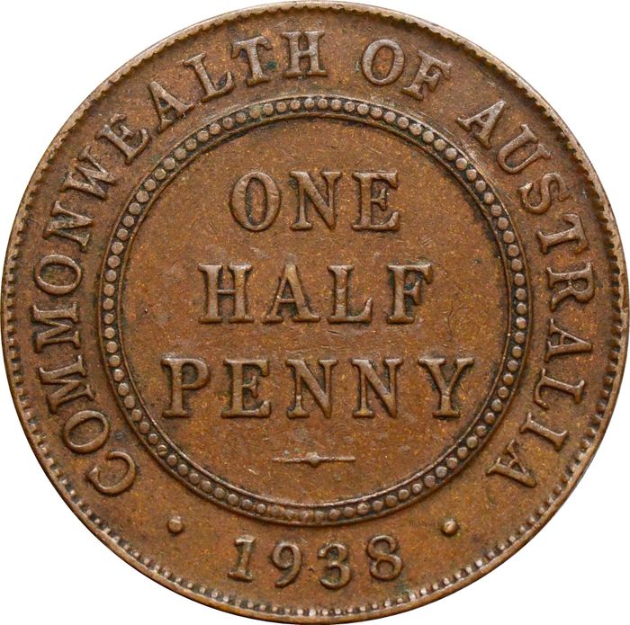 1/2 пенни 1938 Австралия