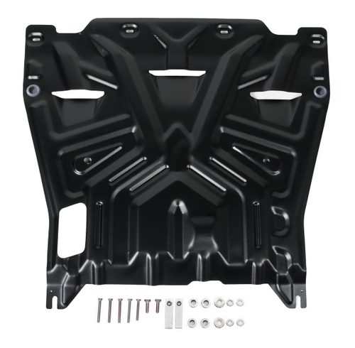 Защита картера и КПП AutoMax для Kia Optima IV поколение (V - 2.0 (150/245 л.с.); 2.4 (188 л.с.)) 2016-2018/Kia Optima IV поколение рестайлинг (V - 2.4 (188 л.с.)) 2018-2020/Kia Optima IV поколение рестайлинг (V - 2.0 (150 л.с.)) АКПП 2018-2020, сталь 1.4 мм, с крепежом, штампованная, AM.2837.2