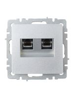 BRITE Розетка компьютерная двойная RJ45 кат.6 РК11-2-БрА алюминий IEK