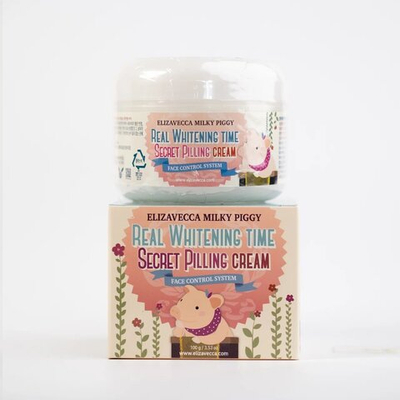 Крем для лица осветляющий с эффектом пилинга Elizavecca Milky Piggy real whitening time secret pilli