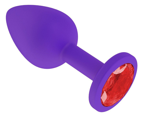 Фиолетовая силиконовая пробка с красным кристаллом - 7,3 см.