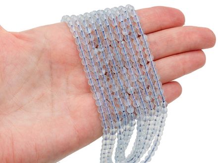 Нить бусины из аквамарина 4,3мм, гладкие, полупрозрачные