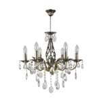 Люстра подвесная 6x40Вт E14, металл/хрусталь, античная бронза/прозрачный