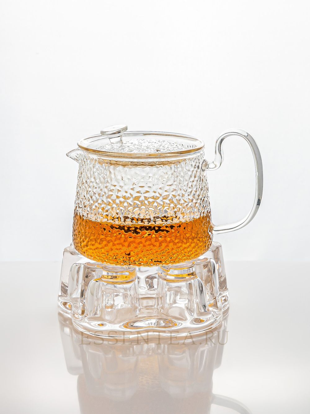 Подставка-нагреватель "Белые сердца" для чайника из термостойкого стекла