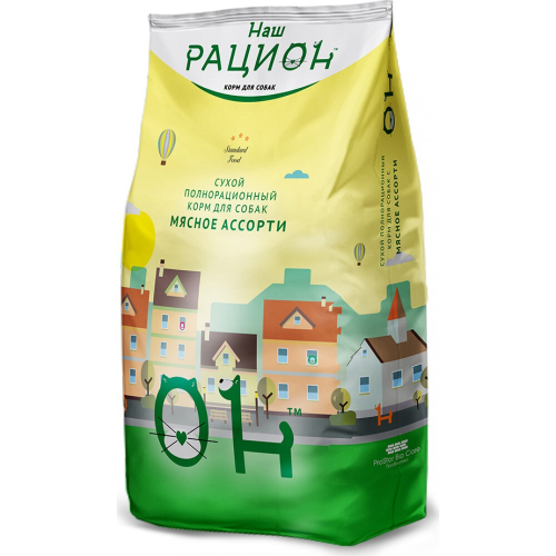 Сухой корм Наш Рацион для собак всех пород, мясное ассорти, 2 кг