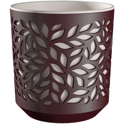 Кашпо для цветов пластиковое 2,5л d-16,2 см «Leaves» Бордо/Белый