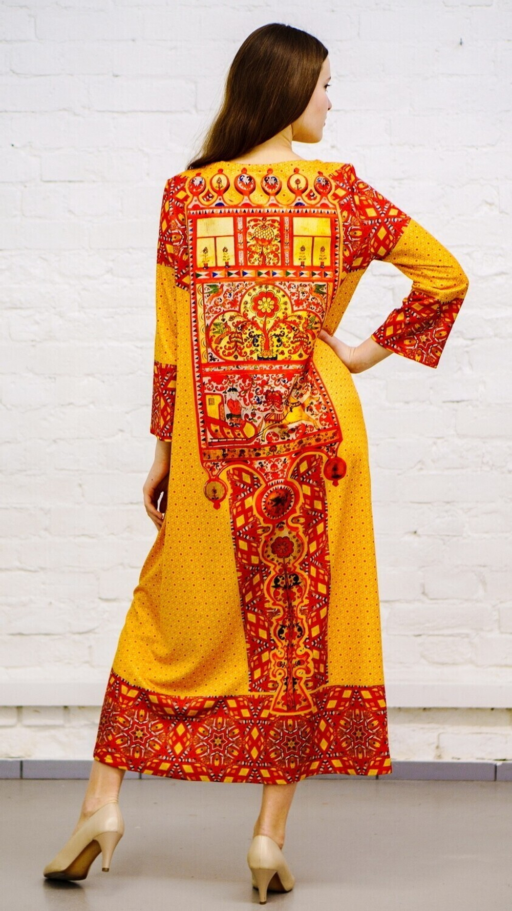 Платье "Расписная прялка", по мотивам росписи стариной русской прялки