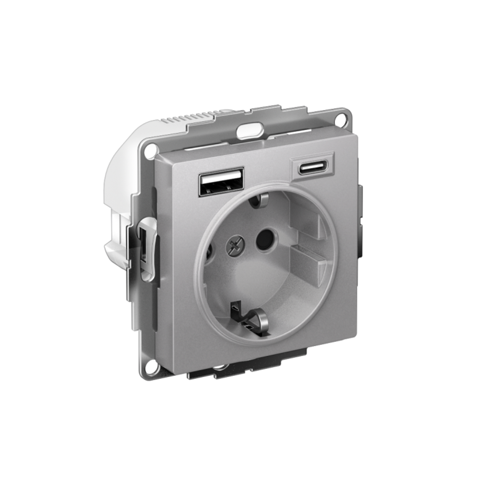 Розетка AtlasDesign 16А с 2-мя заряд. устройствами USB тип A+C 5В/2.4А 2х5В/1.2А механизм алюм. SE ATN000332 Розетка AtlasDesign 16А с 2-мя заряд. устройствами USB тип A+C 5В/2.4А 2х5В/1.2А механизм алюм. SE ATN000332