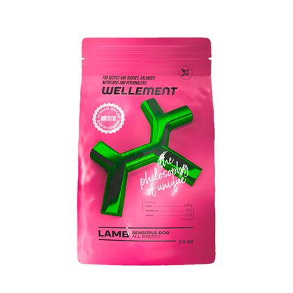 Сухой корм для взрослых собак всех пород с чувствительным пищеварением с ягненком Wellement
