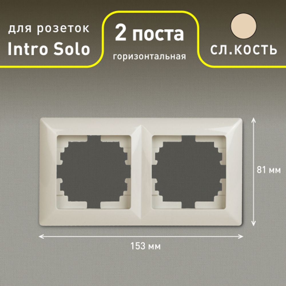 Рамка для розеток и выключателей Intro Solo 4-502-02 на 2 поста, СУ, слоновая кость
