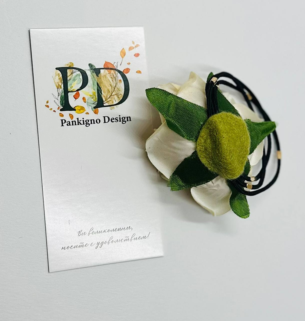 Резинка для волос Pankigno Design с бархатной розой