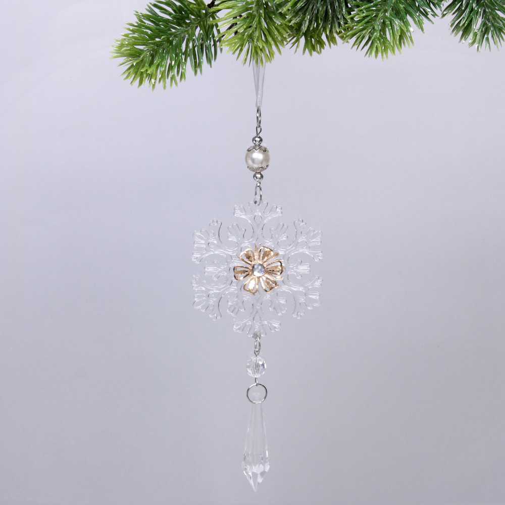 Подвеска «Ледяная снежинка» 8,5*20 см, Белый
