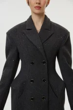 Приталенное пальто Sparkles, Серое