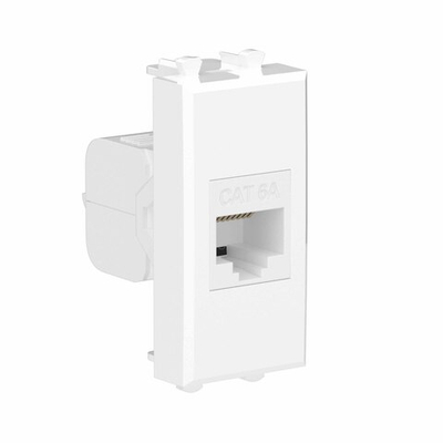 Компьютерная розетка RJ-45 без шторки модульная , кат.6А, "Avanti", "Белое облако", 1 модуль