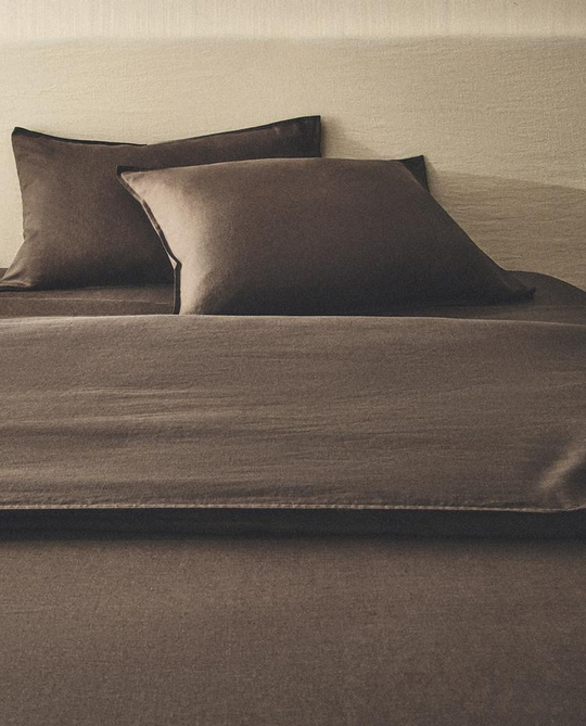 ZARA HOME ОДНОТОННЫЙ ПОДОДЕЯЛЬНИК, КОРИЧНЕВЫЙ