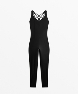 Oysho Длинный комбинезон Comfortlux, черный