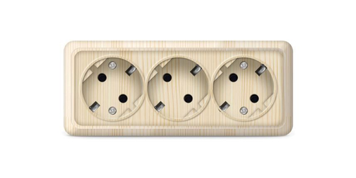 Розетка 3 -м ОП  сосна с/з  Олимп