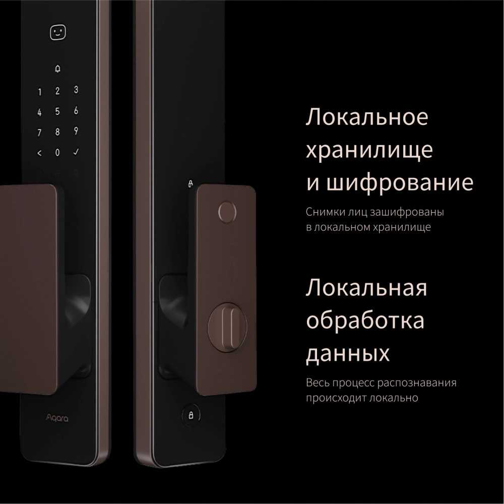 Умный замок Aqara ML-D01D врезной разбл.отпеч.паль./код/пар/NFC/прил/мех.кл 5000mAh бронзовый/черный